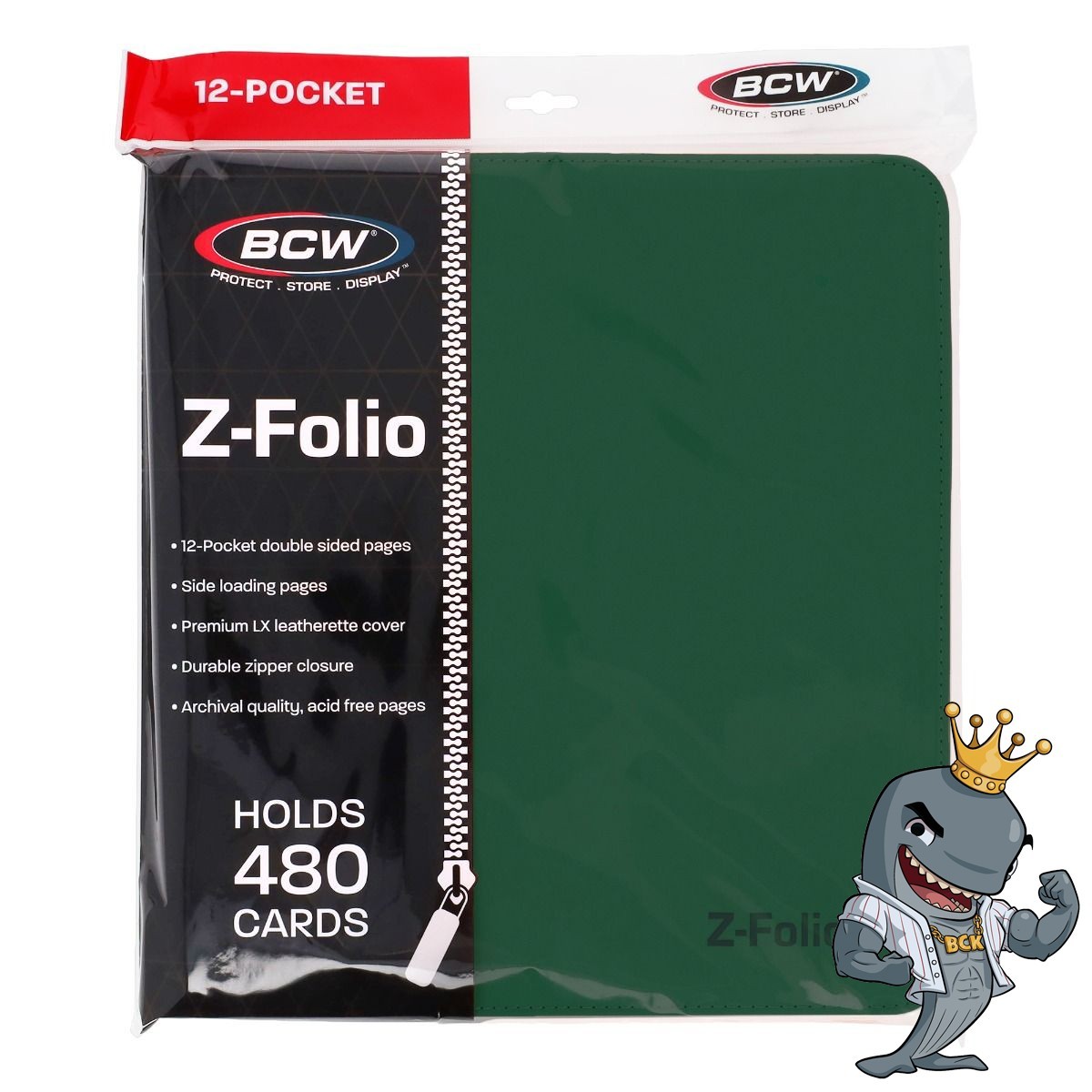 BCW Z-Folio 12-Pocket ZIPPER Album - Green - FREE SHIP