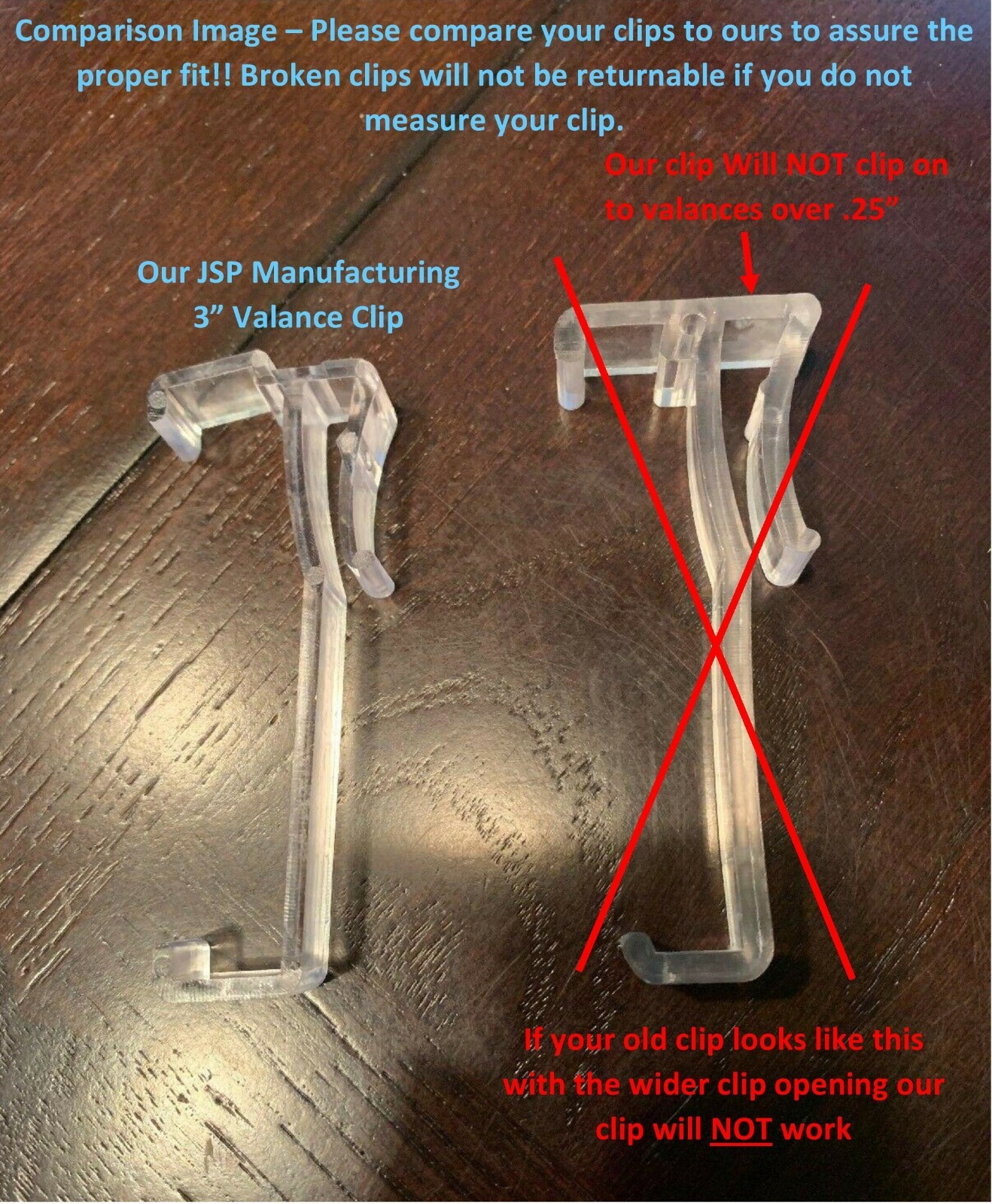 3 Inch Valance Clips For Horizontal Faux wood & Wood Blinds Parts - Pick a Pack