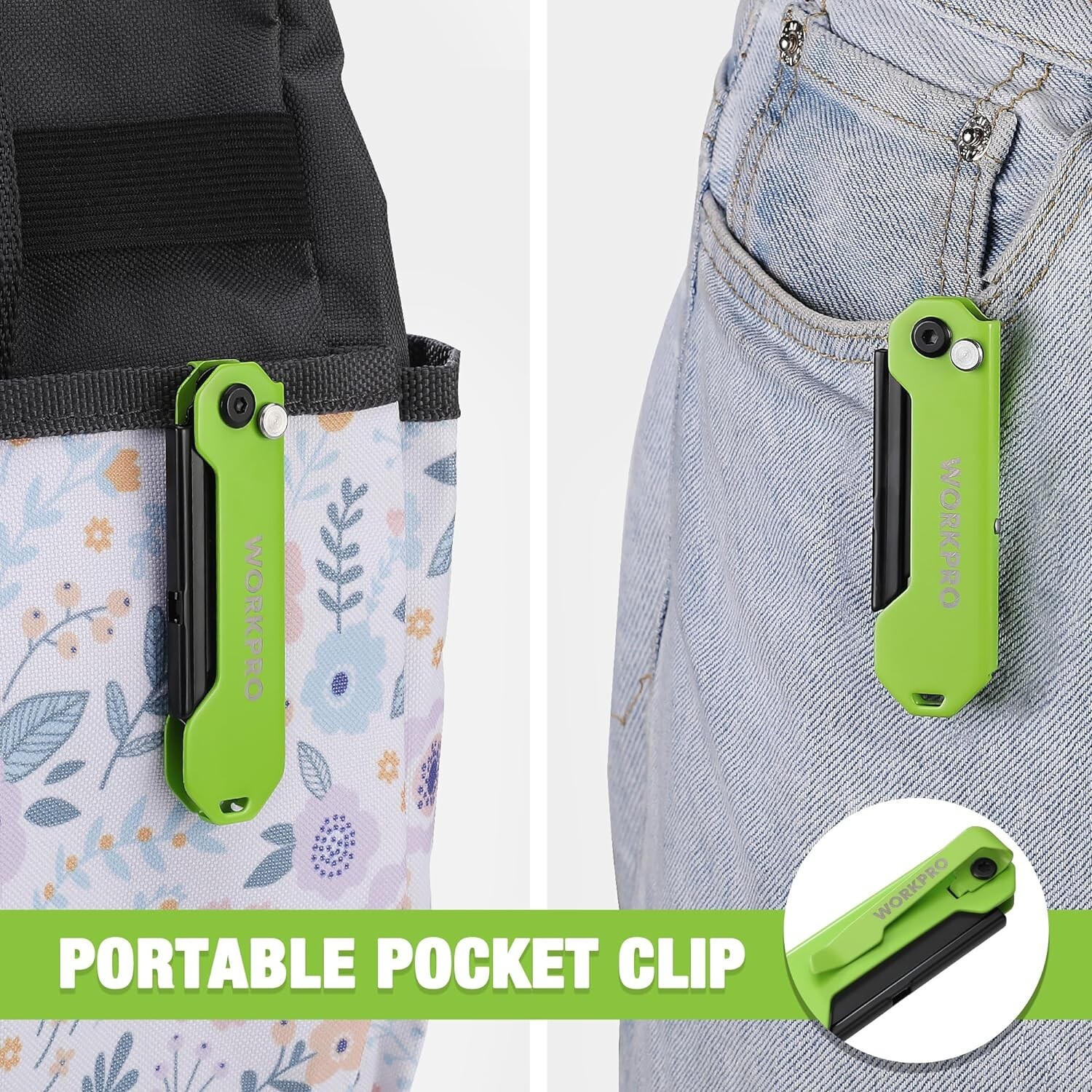 WORKPRO 3-Pack Folding Utility Knife Set Quick Change Blade Box Cutter EDC Knife