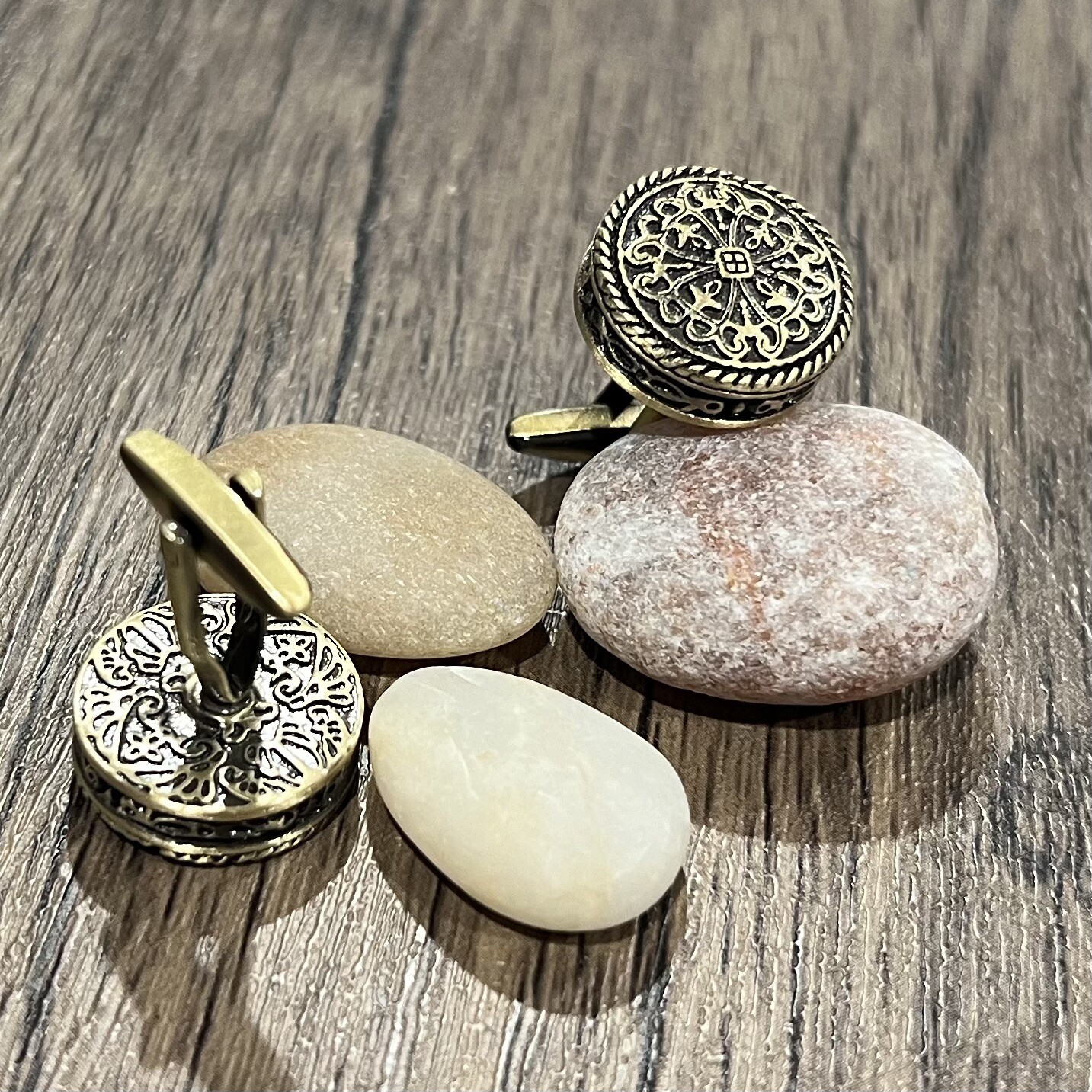 Antique Brass Tone Round Celtic Knot Cufflinks Men Stunning Knot Cufflinks