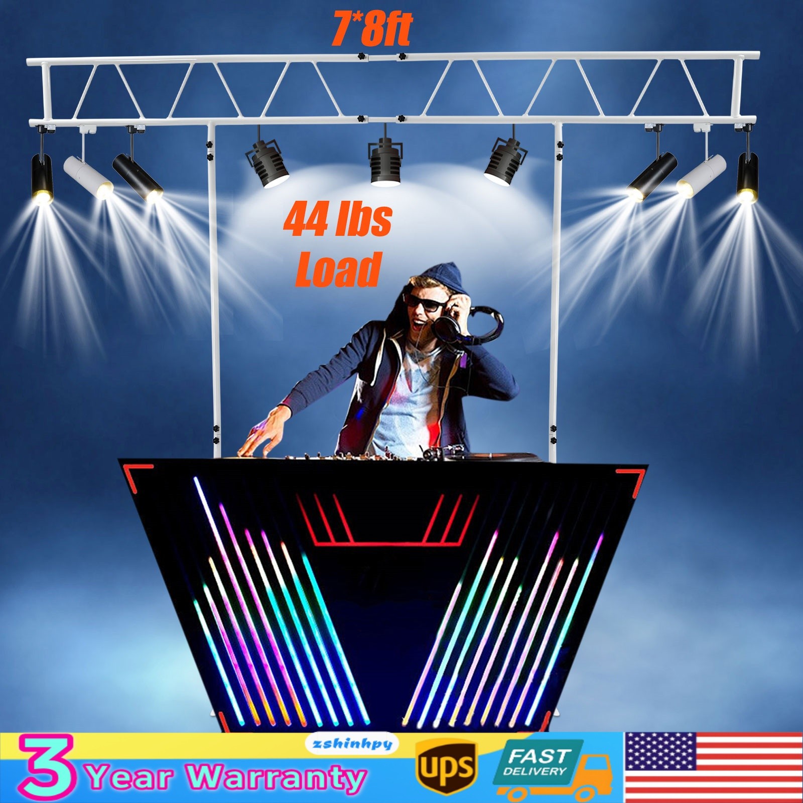 Light Truss Stand System, Trussing DJ Booth Kit 7x8ft Stage DJ Light Stand T-Bar