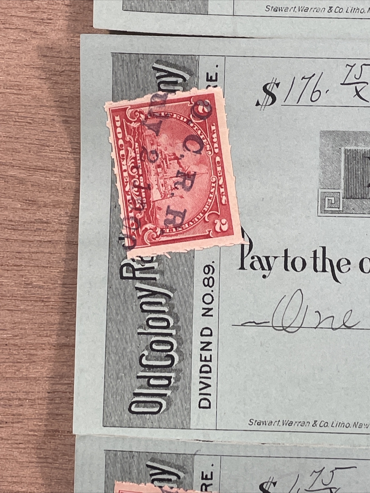 4 Vintage 1900 Merchants National Bank Boston Canceled Checks 2 Cent Stamps