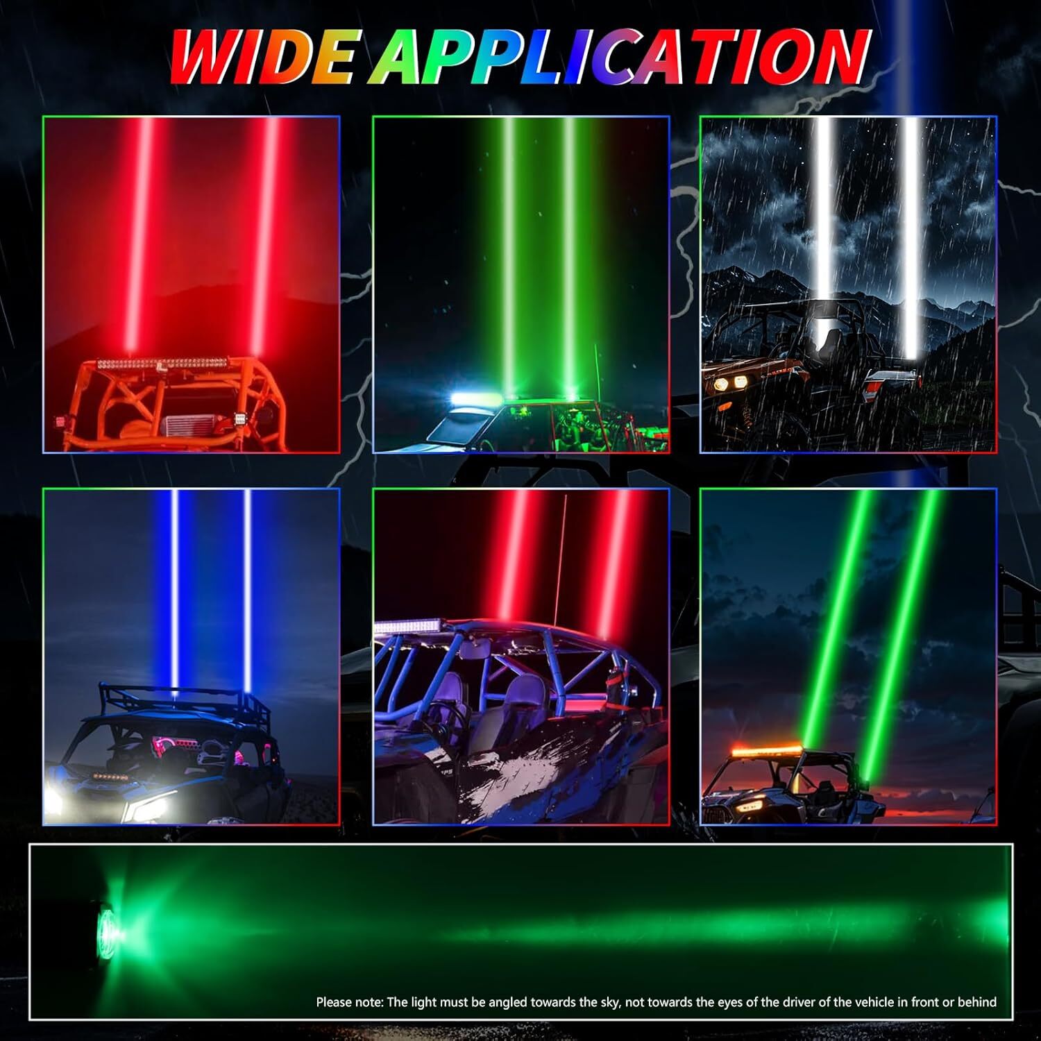 Laser RGB LED Whip Lights Whipless Antenna Remote For ATV UTV Can Am Polaris RZR