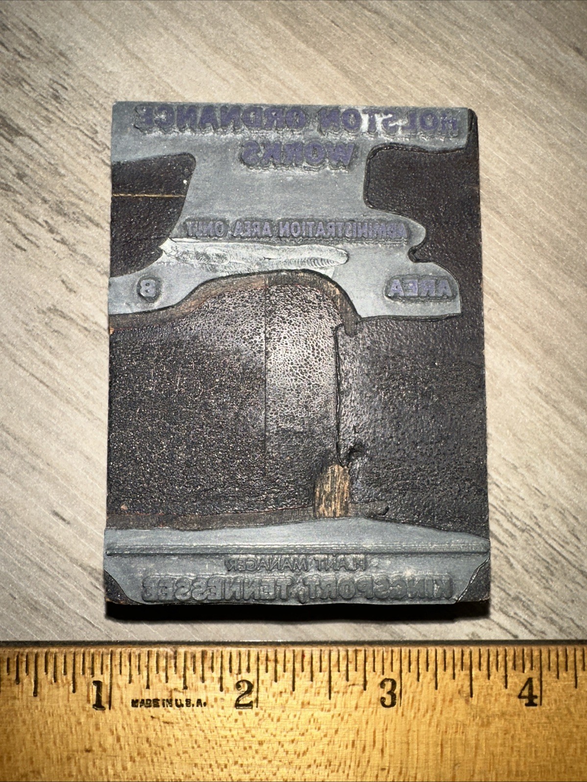 Printing Block “ Holston Ordnance Works Kingsport, Tennessee “ Plant Manager￼