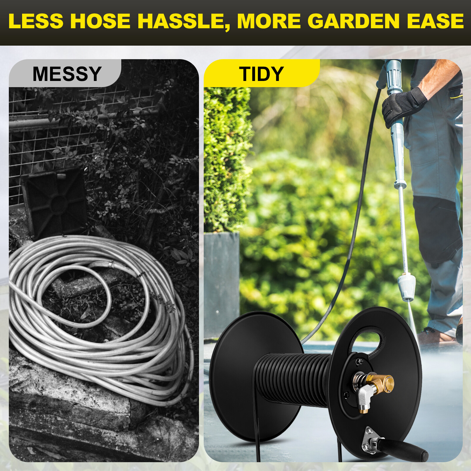 Pressure Washer Hose Reel W/ Jumper Hose for 3/8"NPT X100ft 4000PSI Retractable