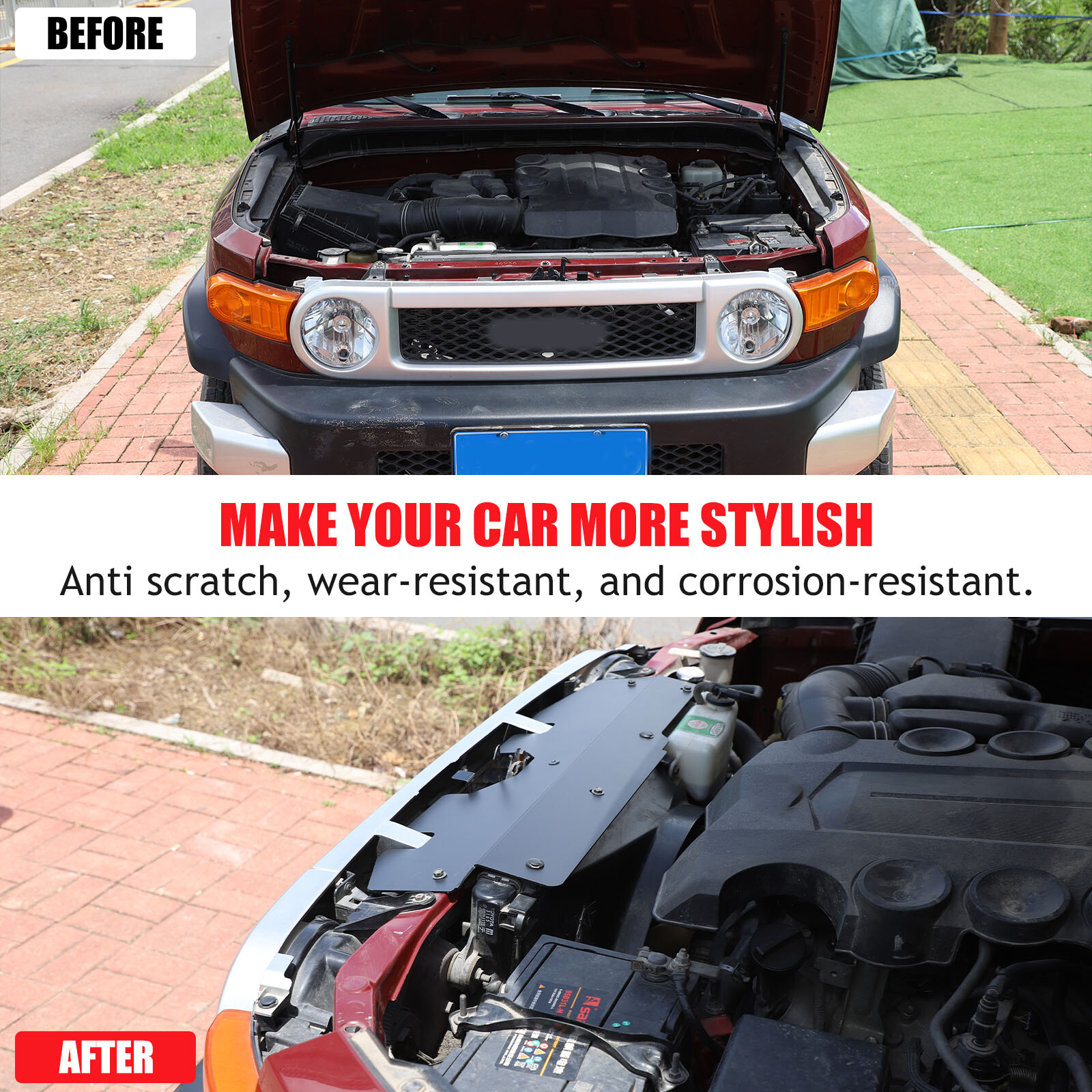 Aluminum Alloy Radiator Cooling Plate Black For Toyota FJ Cruiser 2007-2021 1PCS