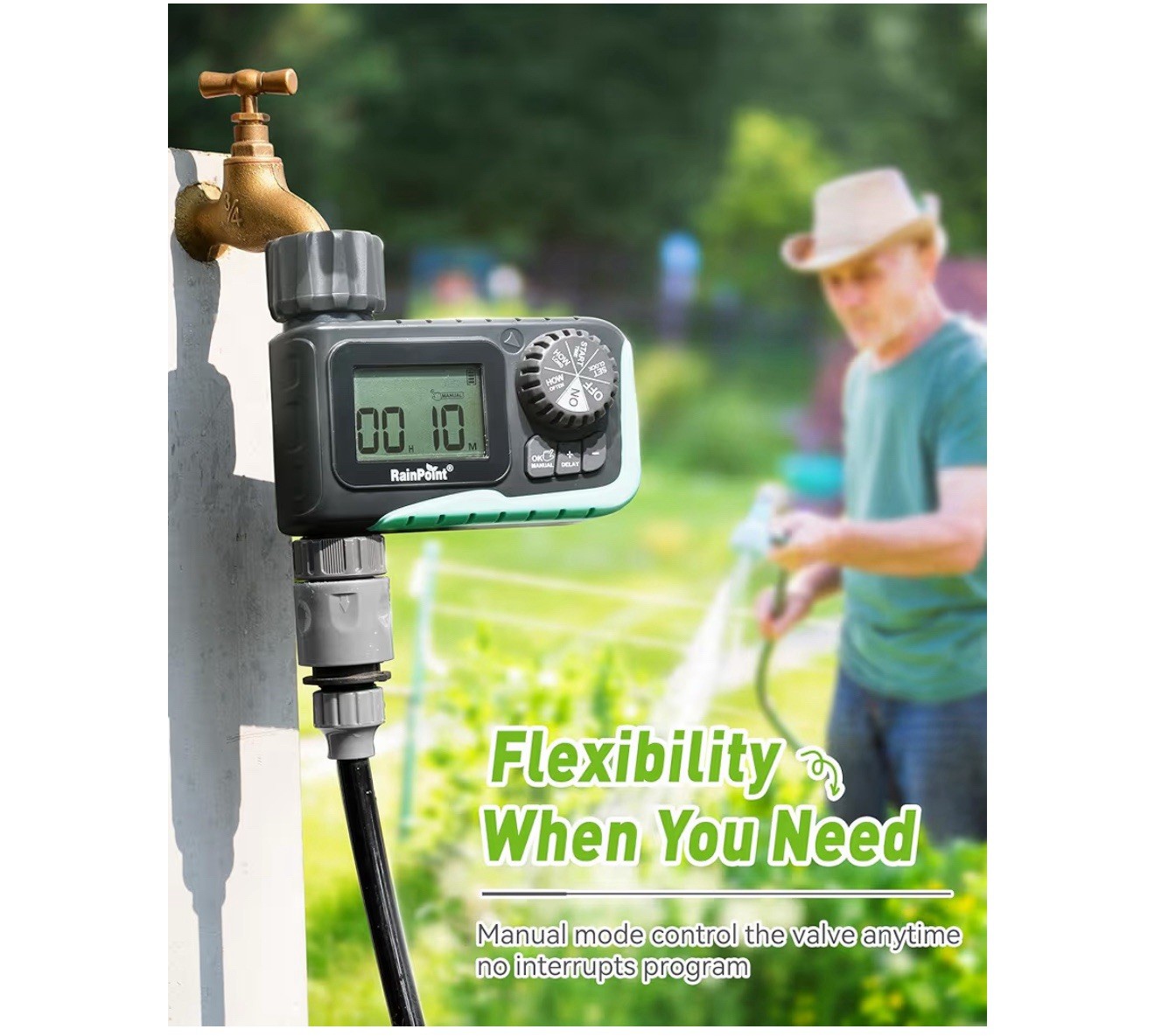 RAINPOINT Sprinkler Timer Outdoor, Water Timer for Garden Hose, Programmable