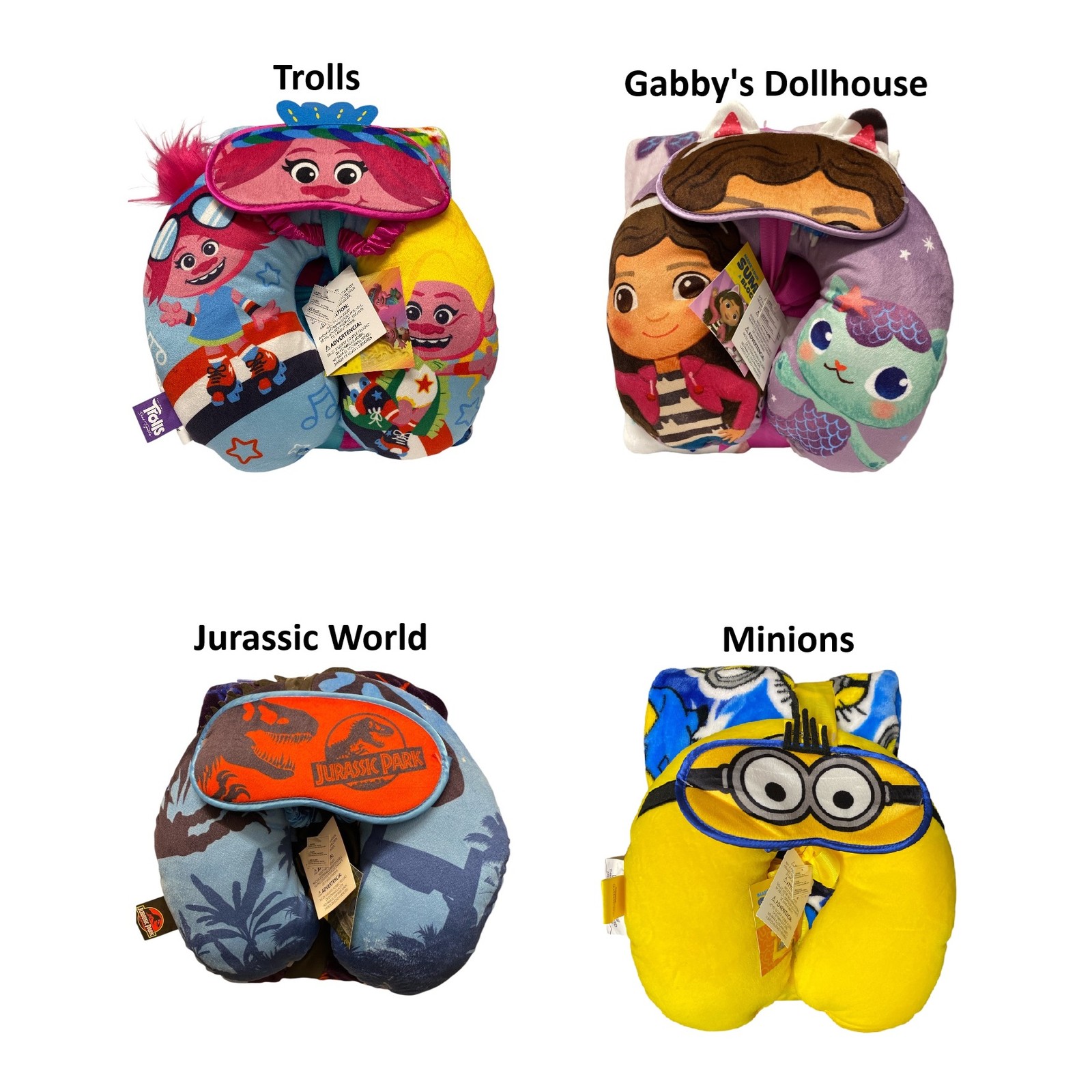 Licensed 3-Piece Kids Character Travel Set, with Neck Pillow, Throw, & Eye Mask