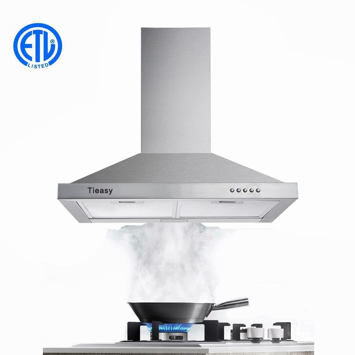 30 in Wall Mount Range Hood Stainless Steel 450CFM Convertible Kitchen Vent New