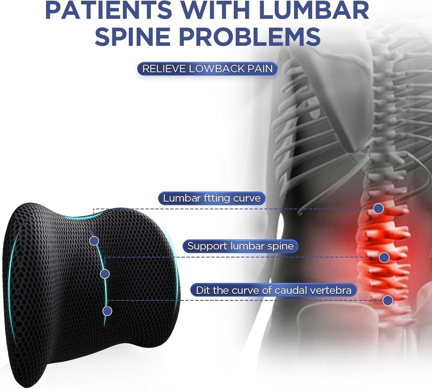 Lumbar Support Pillow for Office Chair, Car Lumbar Pillow Lower Back Pain Rel...