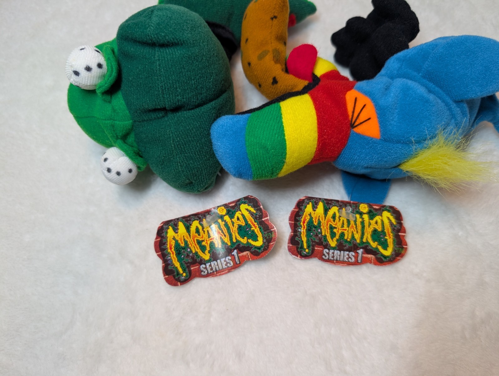 Vintage 90s Meanies Plush Lot 6 - Series 1 & 2 With Tags DIGGER Snake Eyes BEAR