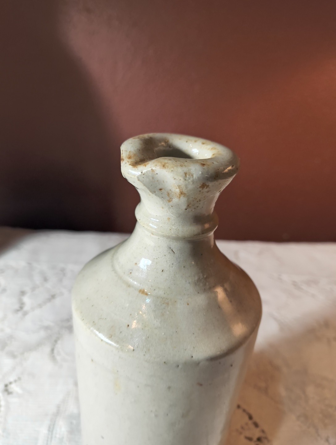 Antique Keller's Ink Stoneware Master Ink Bottle With Pour Spout