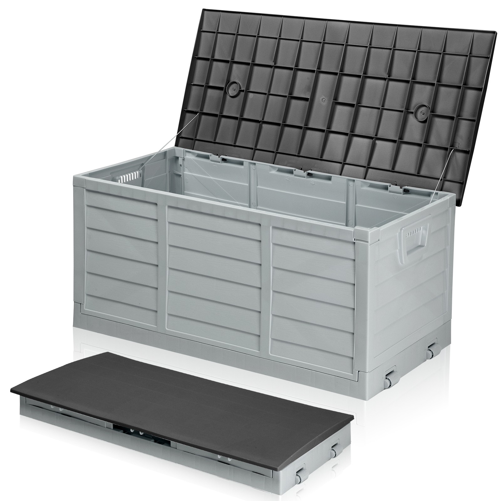 75 GAL Foldable Storage Deck Box Fast Installation with Wheels for In/Outdoor