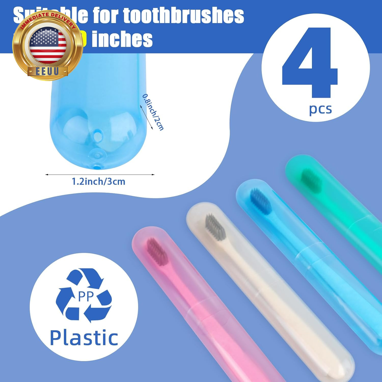 4 Pack Toothbrush Cases Travel Toothbrush Holder Portable Toothbrush Container P