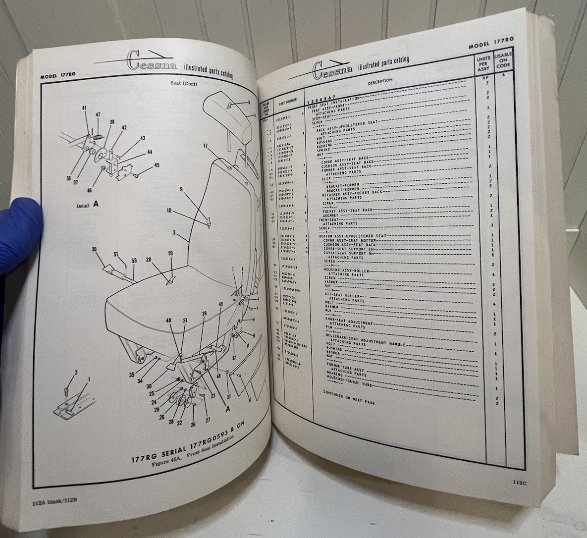 1971-1975 CESSNA Cardinal RG Parts Catalog Manual Original Book