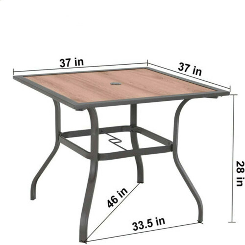 37 " Outdoor Patio Dining Table Garden Metal Table Furniture with Umbrella Hole