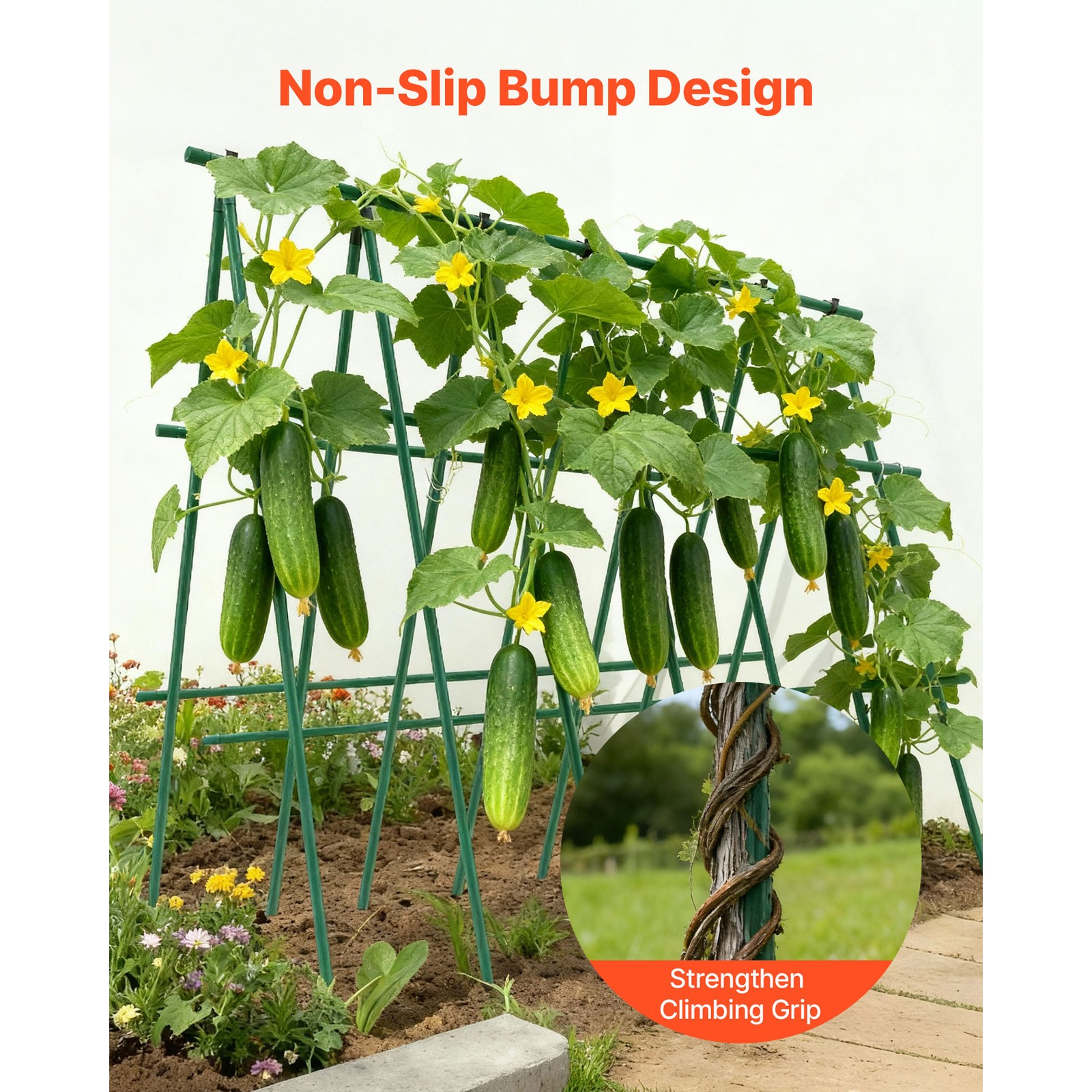 Uimoso Garden Stakes for Tomatoes, 50-Pack,57.28-Inch Metal with Plastic Coating