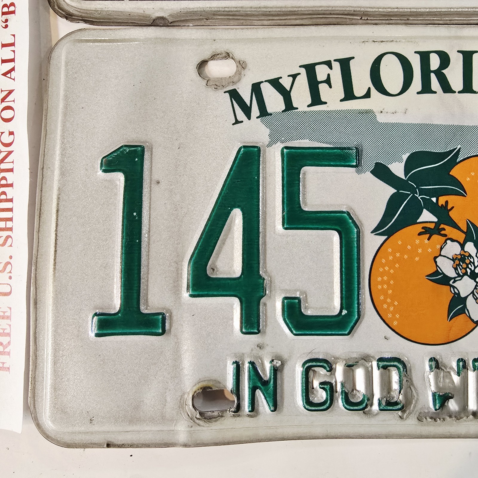 Florida & Arizona License Plate Lot 2 Authentic Tags ANP9391 - 145 8YI 2