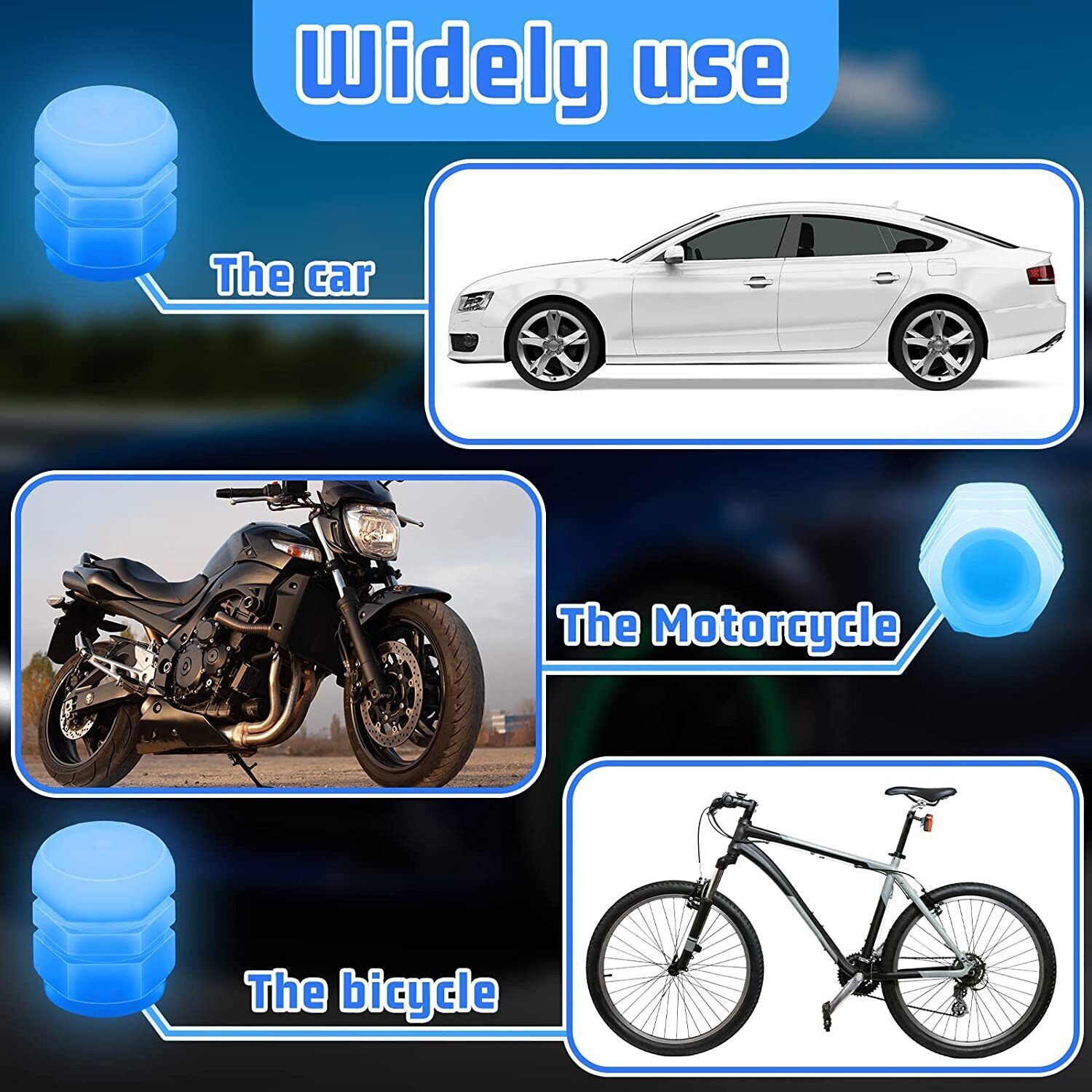 8Pcs Car Tire Caps Glow in The Dark Tire Valve Caps Glowing Tire Valve Stem Caps