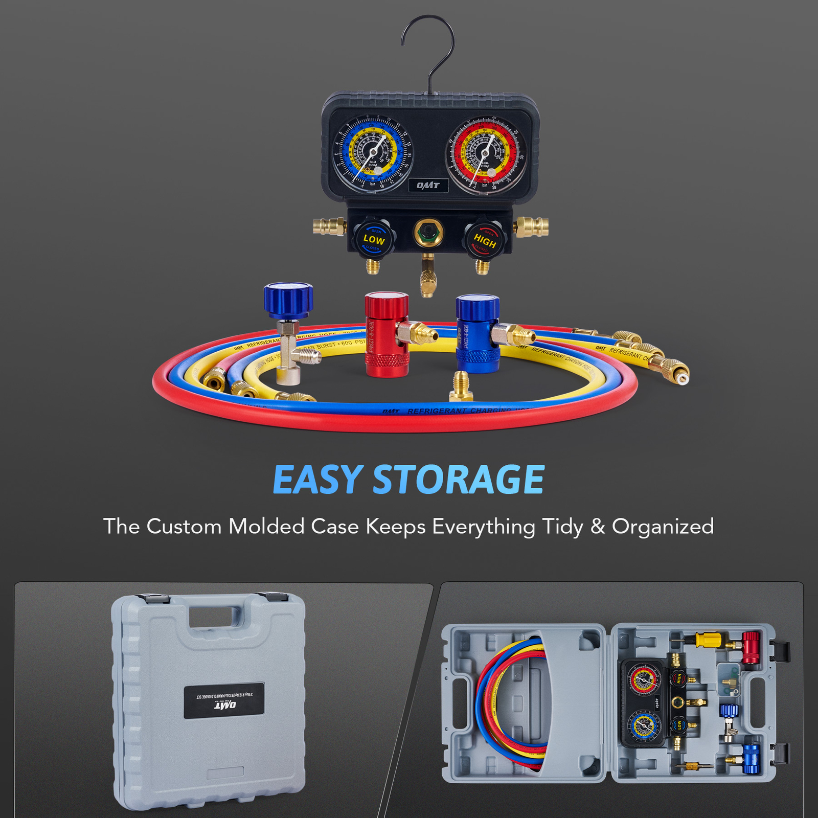 3 Way Air Conditioner Diagnostic Manifold Gauge Set For R1234yf Freon Charging