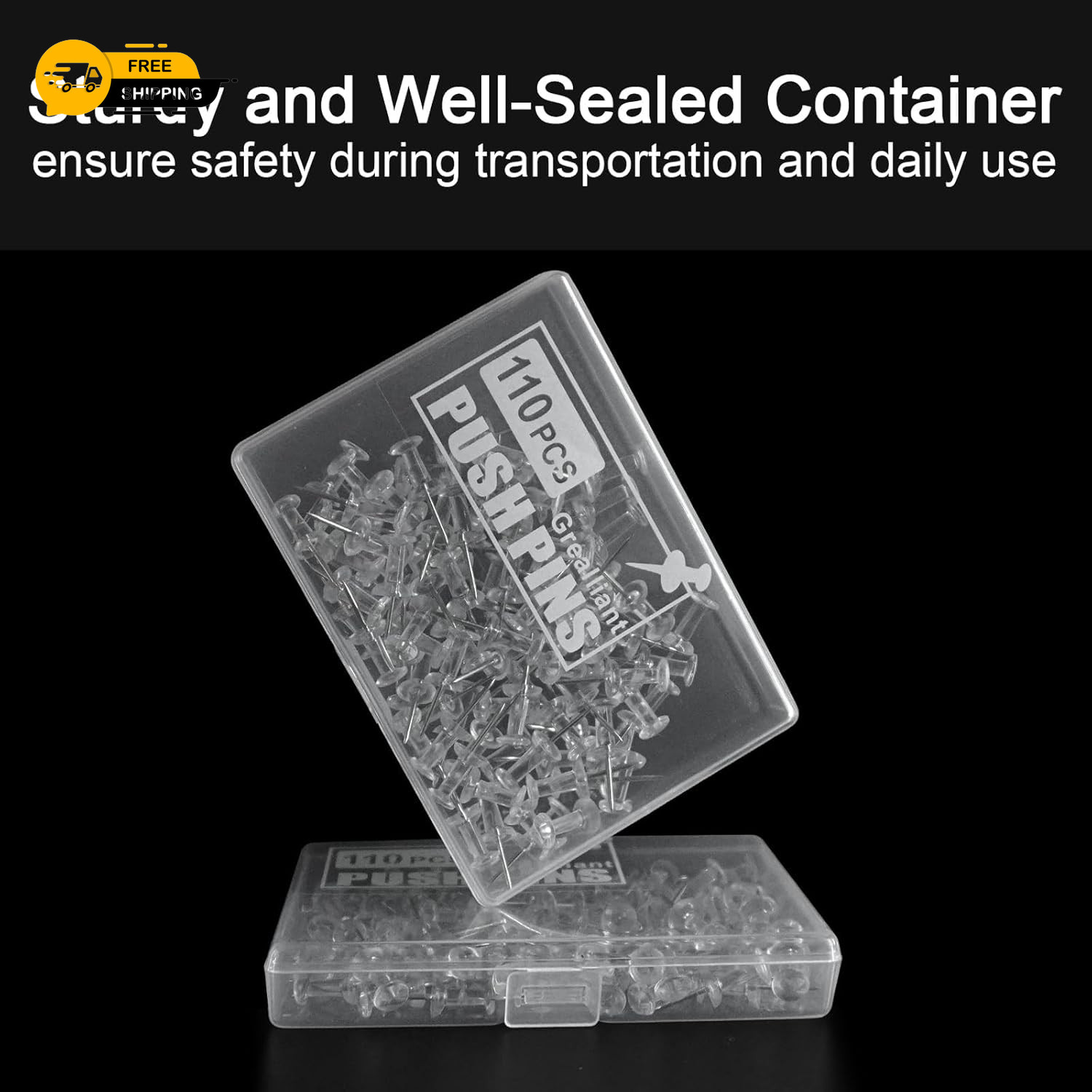 220 Pcs Push Pins Tacks, Thumb Tacks for Wall Bulletin Board, Clear Plastic Head