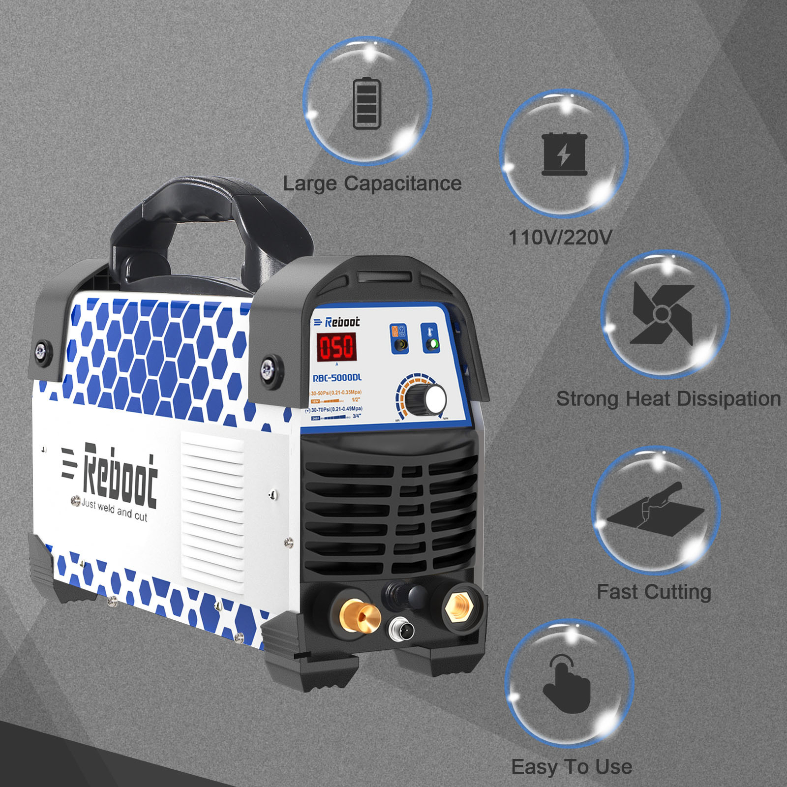 Reboot Plasma Cutter Non Touch 50Amp CUT50DL 1/2" Clean Cut Air Plasma Pilot Arc