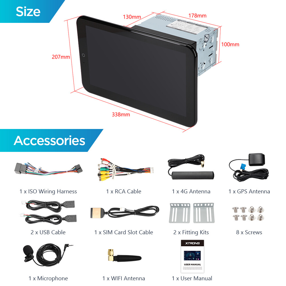 12.8" Rotatable Octa Core Android 14 Car Stereo Radio 2 DIN QLED 4G LTE 8+128GB