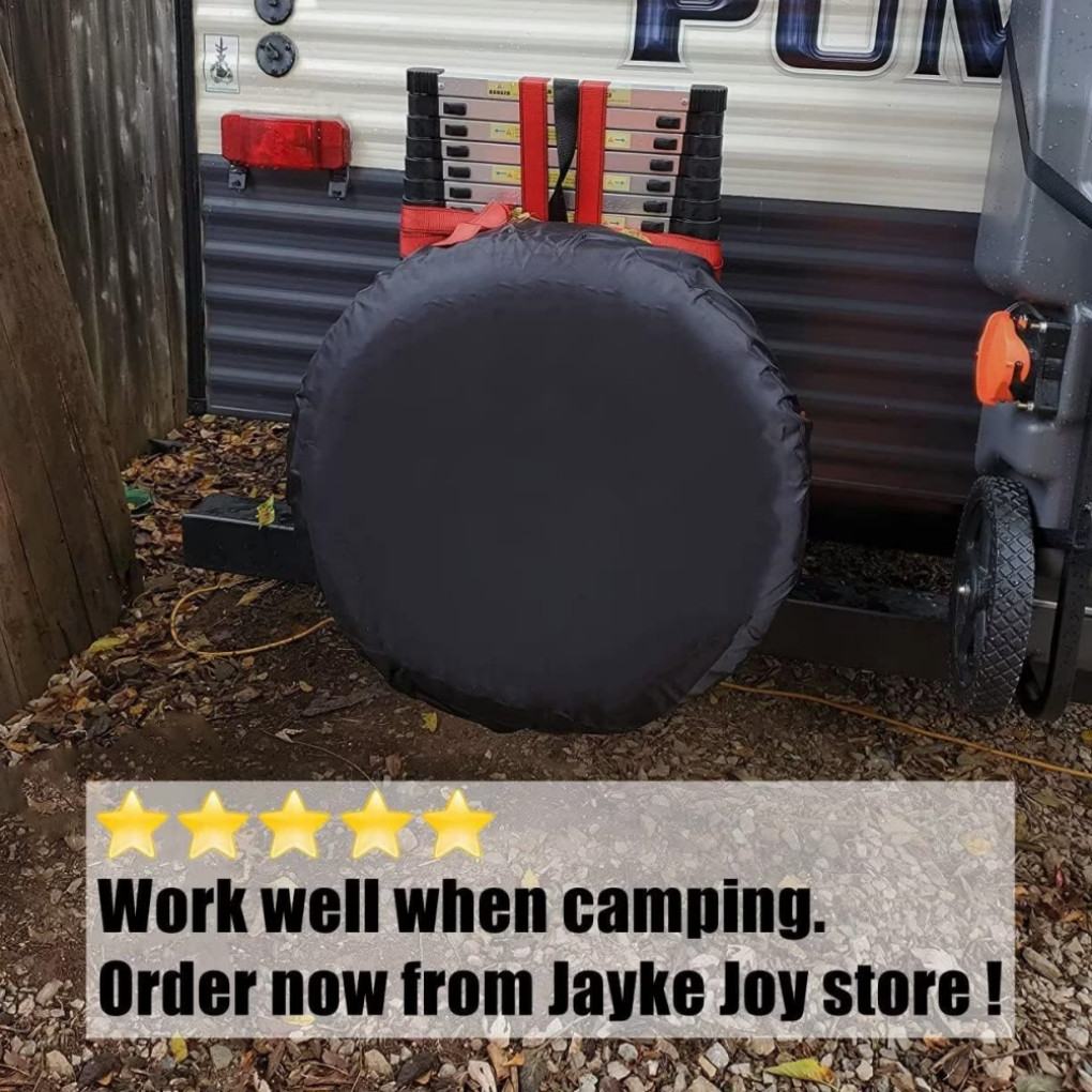 15'' Black DIY Spare Tire Cover Trailer Wheel & Tyre Protector Against Sun Rain
