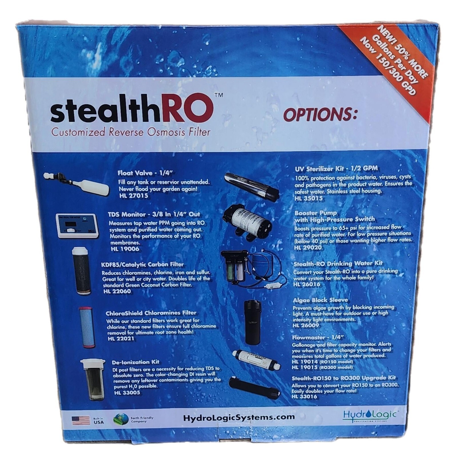 New Hydrologic Stealth-RO150 Reverse Osmosis System 150GPD Coconut Fiber Filter