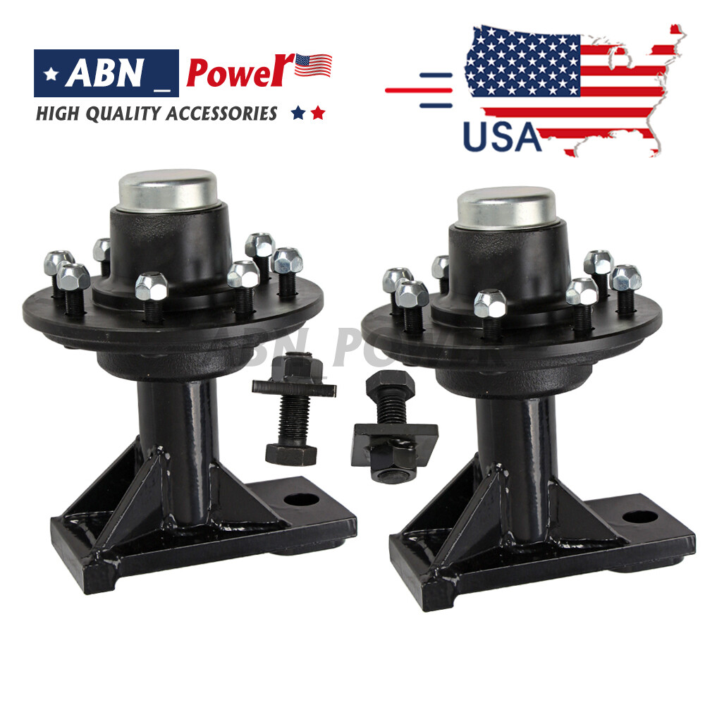 Pair Upgraded 8 x 6.5 Lug Superior Shipping Container Wheels Bolt-on Spindle Kit
