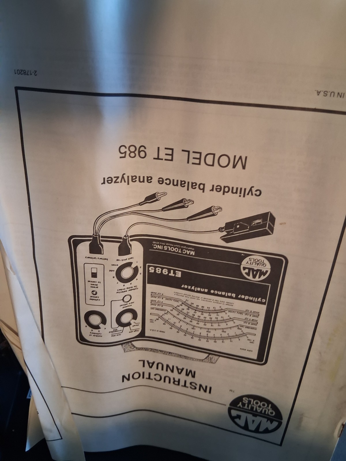 Mac Tools ET985 Cylinder Balance Analyzer. Tested And Working. Free Shipping.