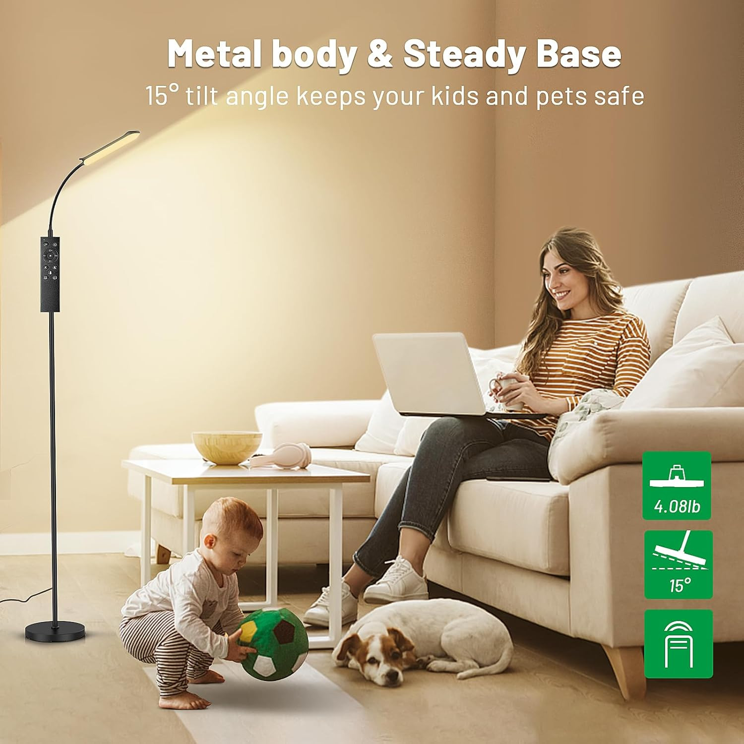 Dimmable LED Floor Lamp, Super Bright Reading Lamps Floor Standing Lamp with Rem