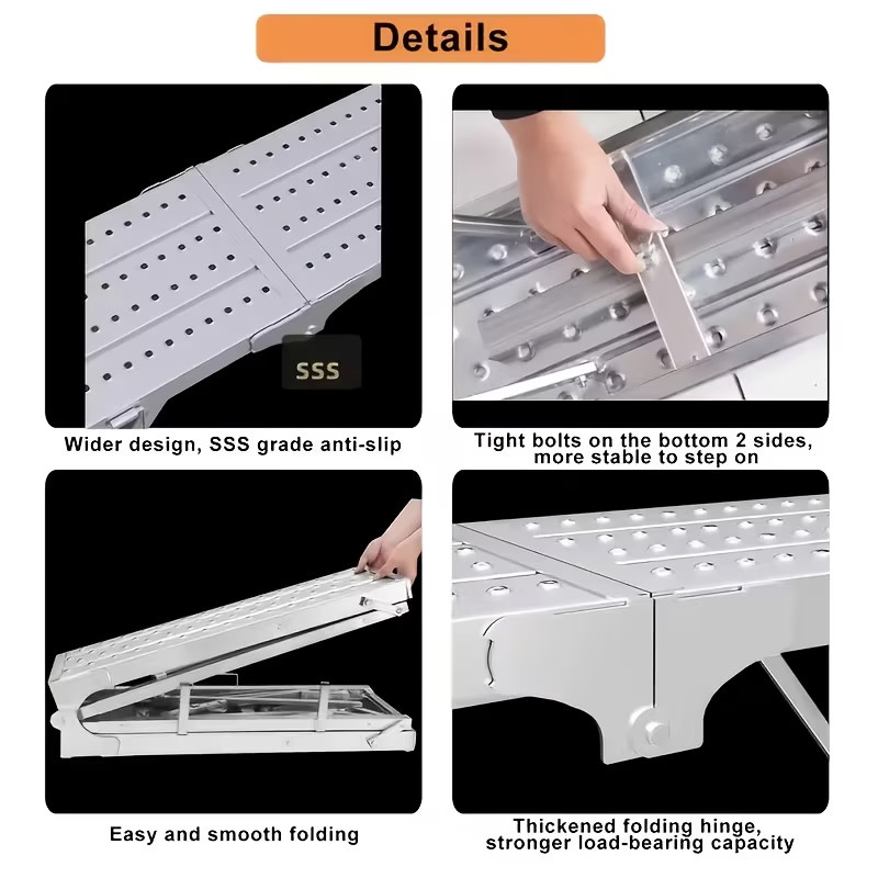 Work Platform Adjustable Height Portable Scaffolding Platform ladder 400 lb Load