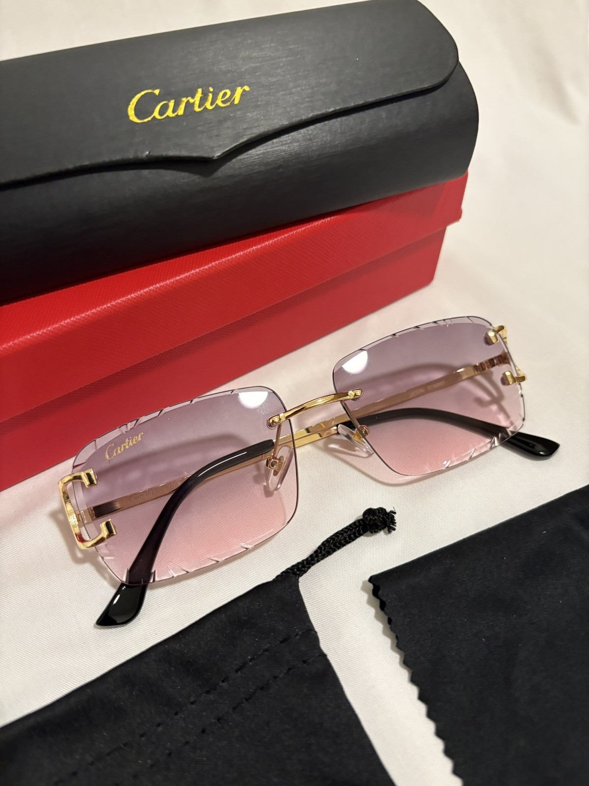 Cartier C Decor Vintage Rimless Blue Unisex Optical Eyeglasses