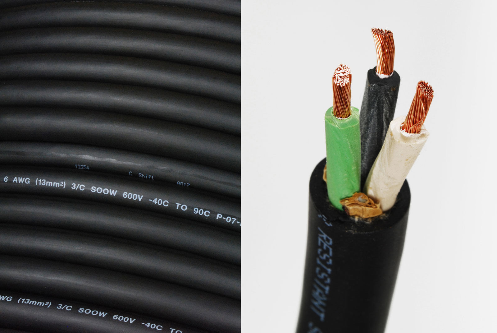 75' 6/3 SOOW SO 600V Portable Power Cord Outdoor Durable Flexible Wire Cable