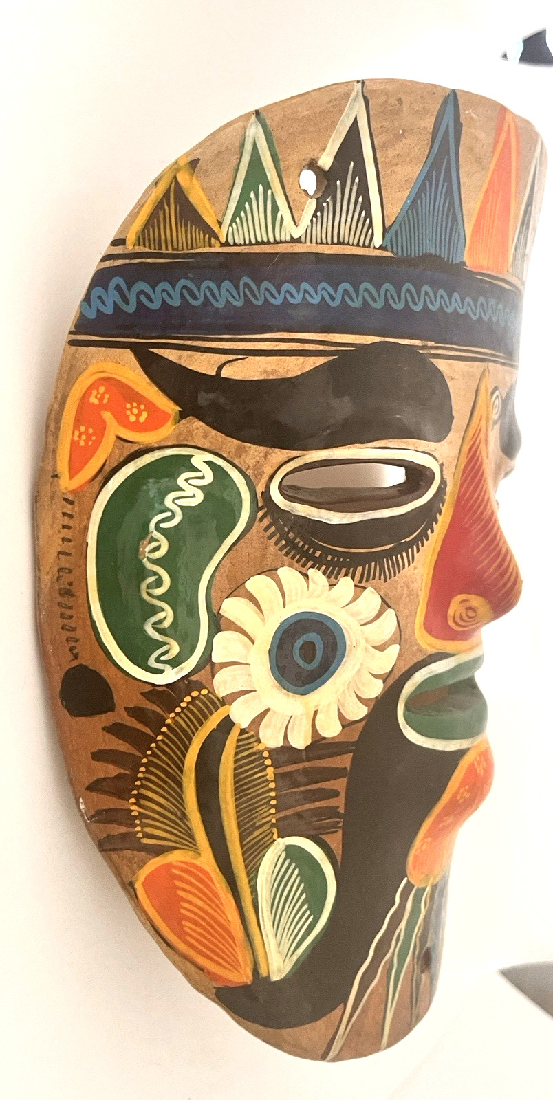 Talavera Mask Mexico Terracotta Pottery Hand Painted 6.5" x 9"