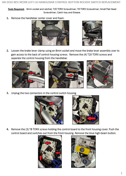 Ski-Doo Skidoo Rev XP Grip Warmer Button Rocker Switch Replacement