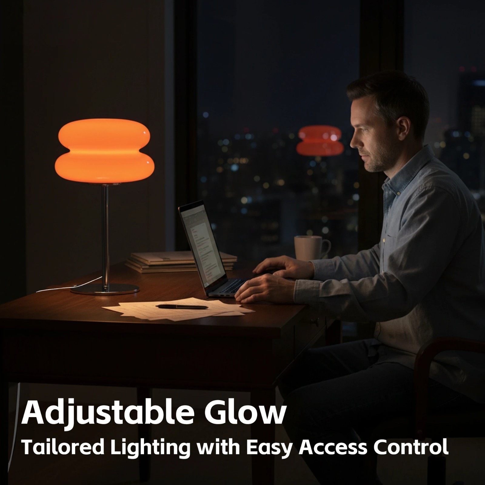 Macaron Glass Table Lamp Dimmable Bedside Night Light Bedroom Living Room Decor