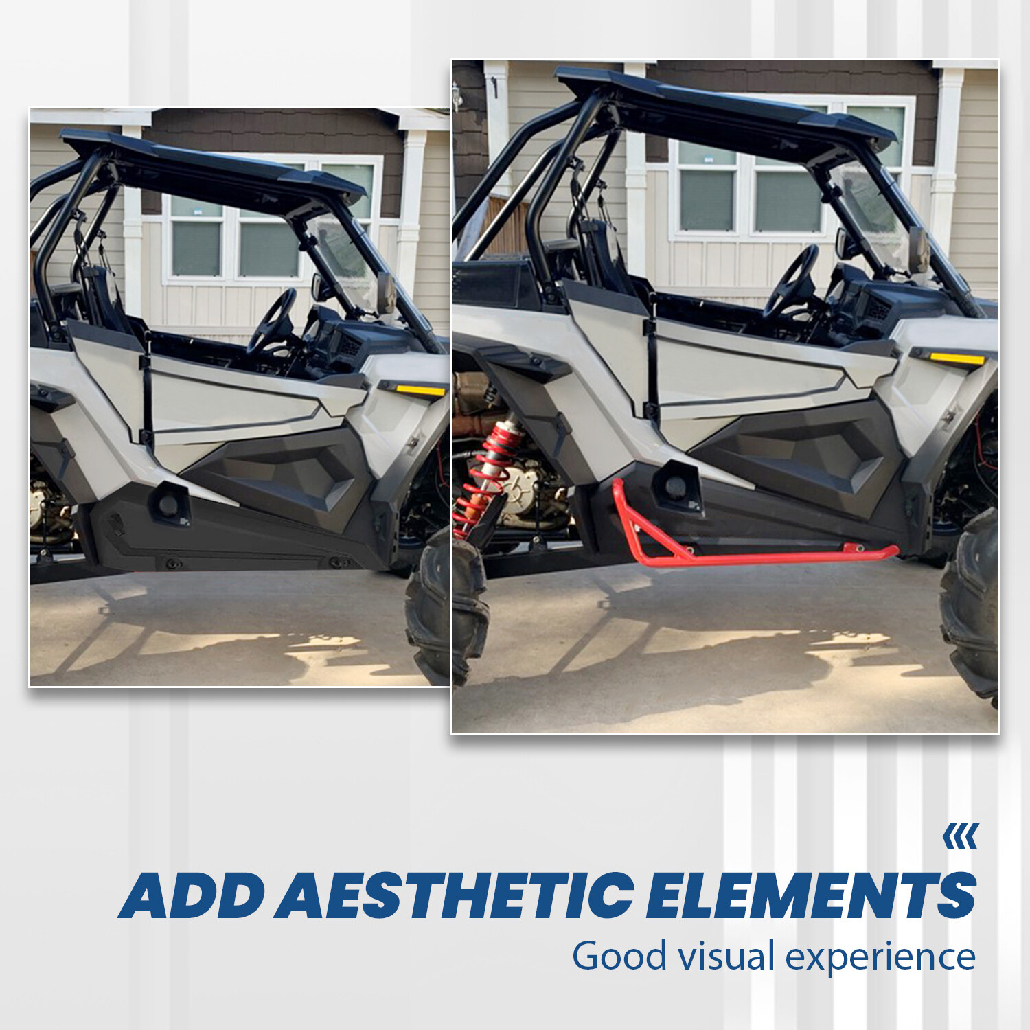 Side Steps Nerf Bars Rock Slider For 14-22 Polaris RZR XP 900 1000 Trail 2Dr RED