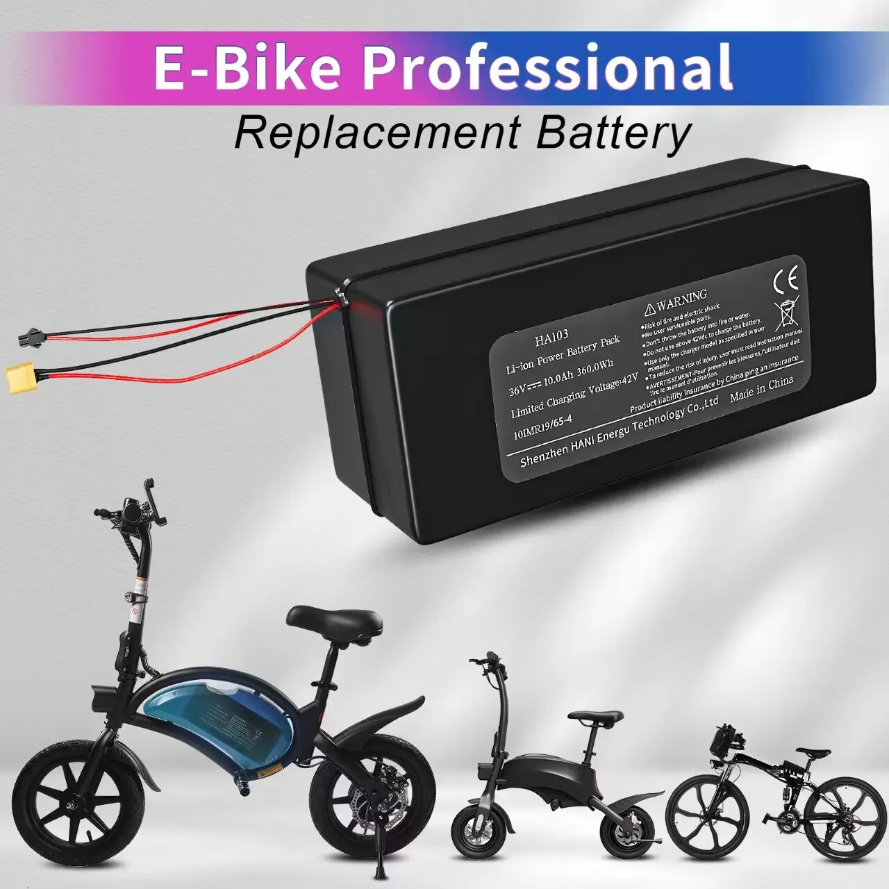 Jetson Bolt Pro HA103 Electric Bike Ebike Battery 36v 10AH 2 wire Genuine 350w