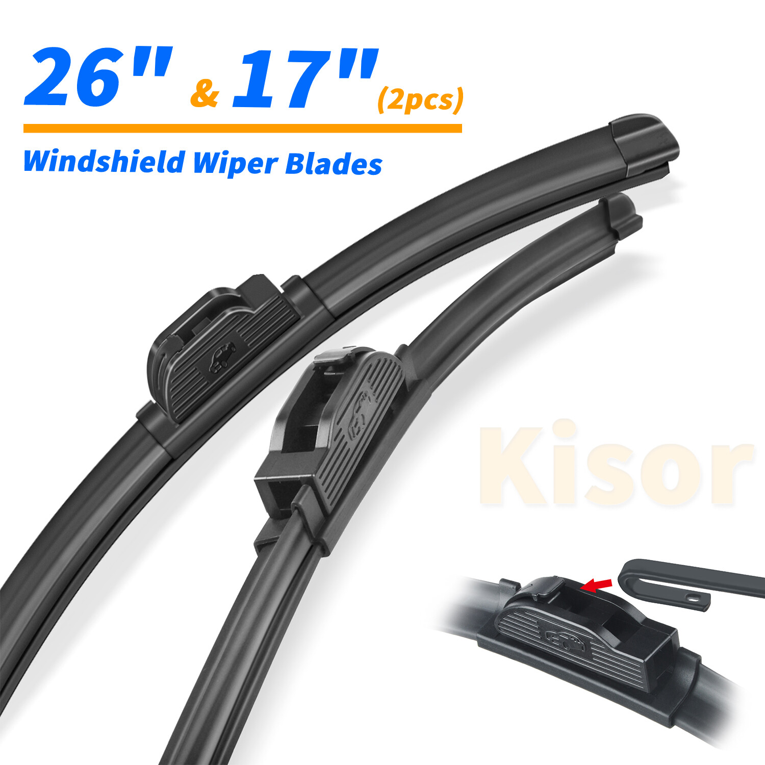 Kisor 26"+17" Windshield Wiper Blades Fit For Nissan Rogue 2014-2020 2023,2PC