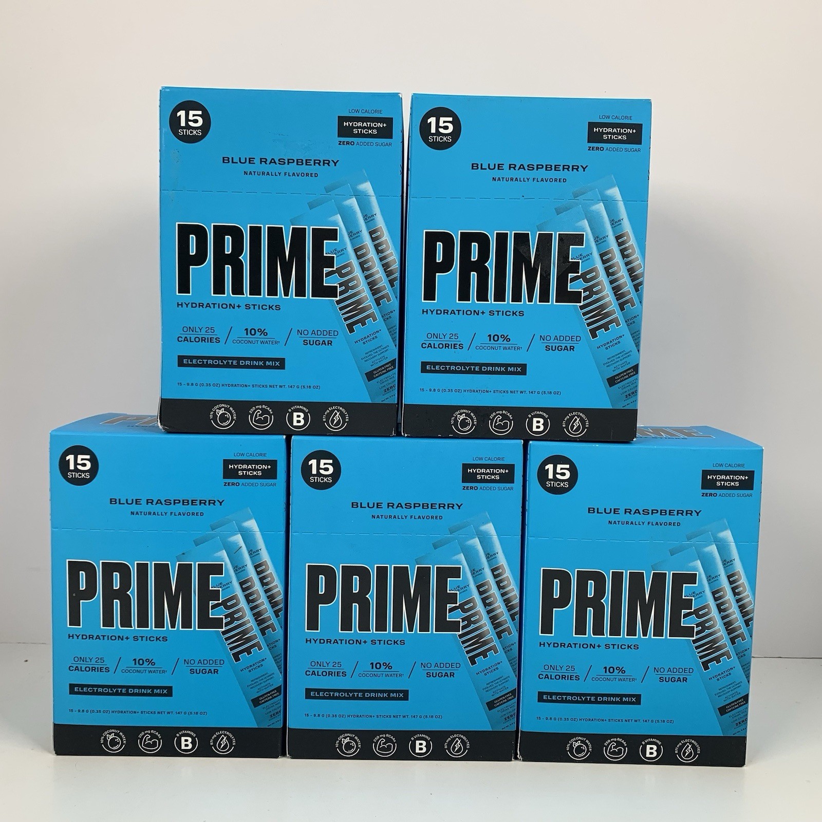 (5) Prime Hydration + Sticks BLUE RASPBERRY 75 Sticks Total READ