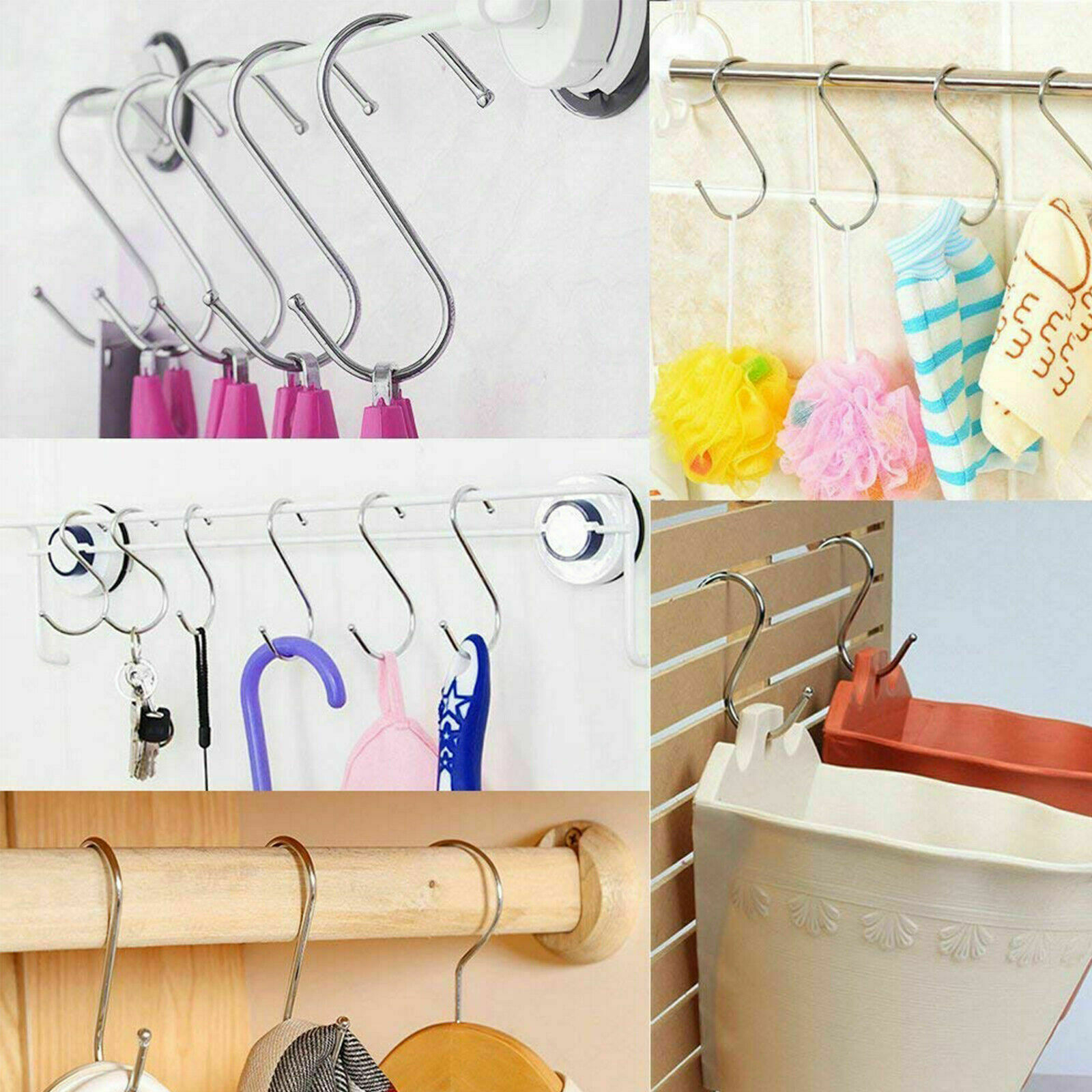 S Shaped Hanging Hooks Stainless Steel Hooks Kitchen Bathroom Bedroom Cap Hanger