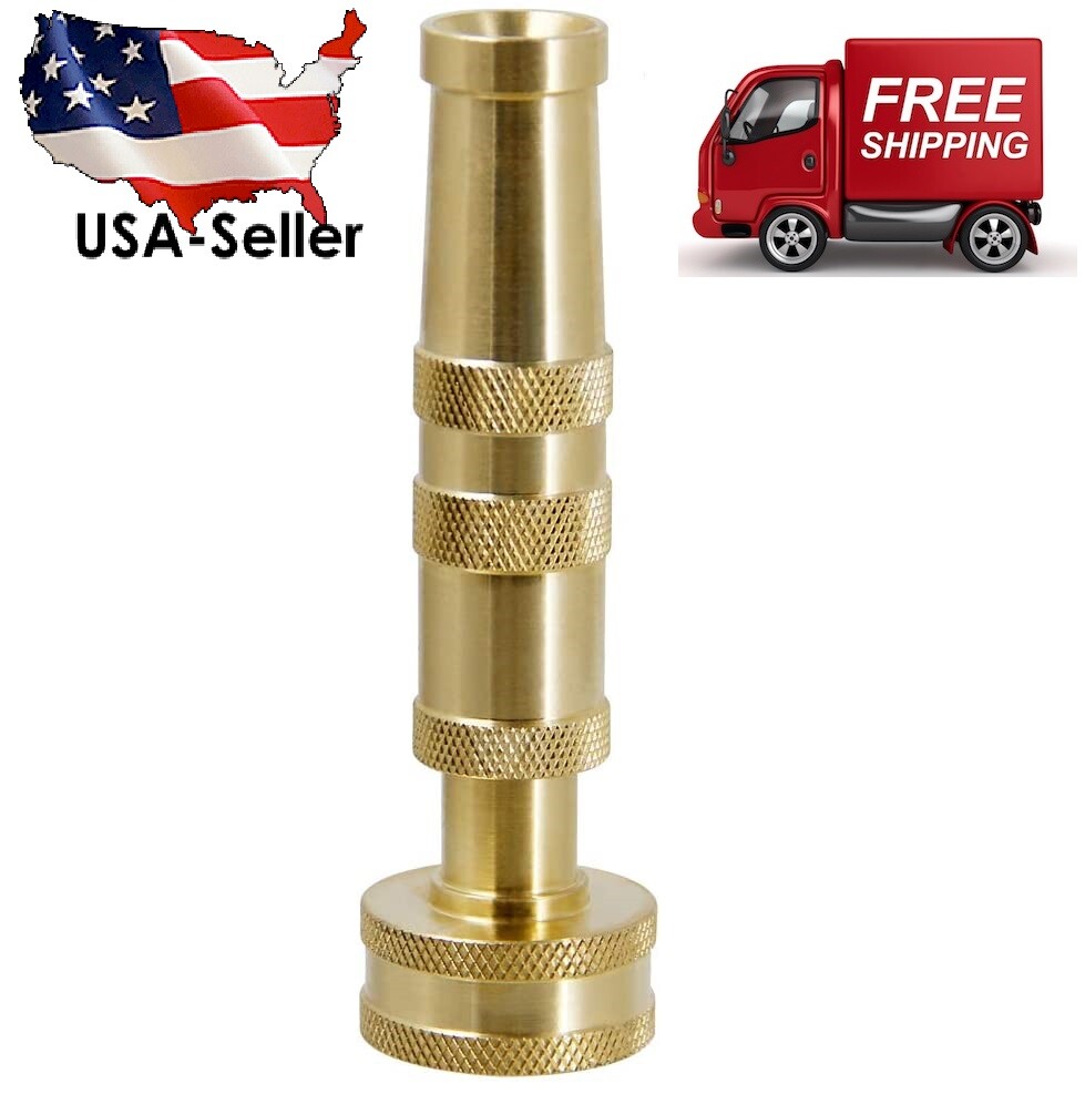 Solid Brass Garden Spray Nozzle 4" Adjustable Twist Water Hose Nozzle USA Stock