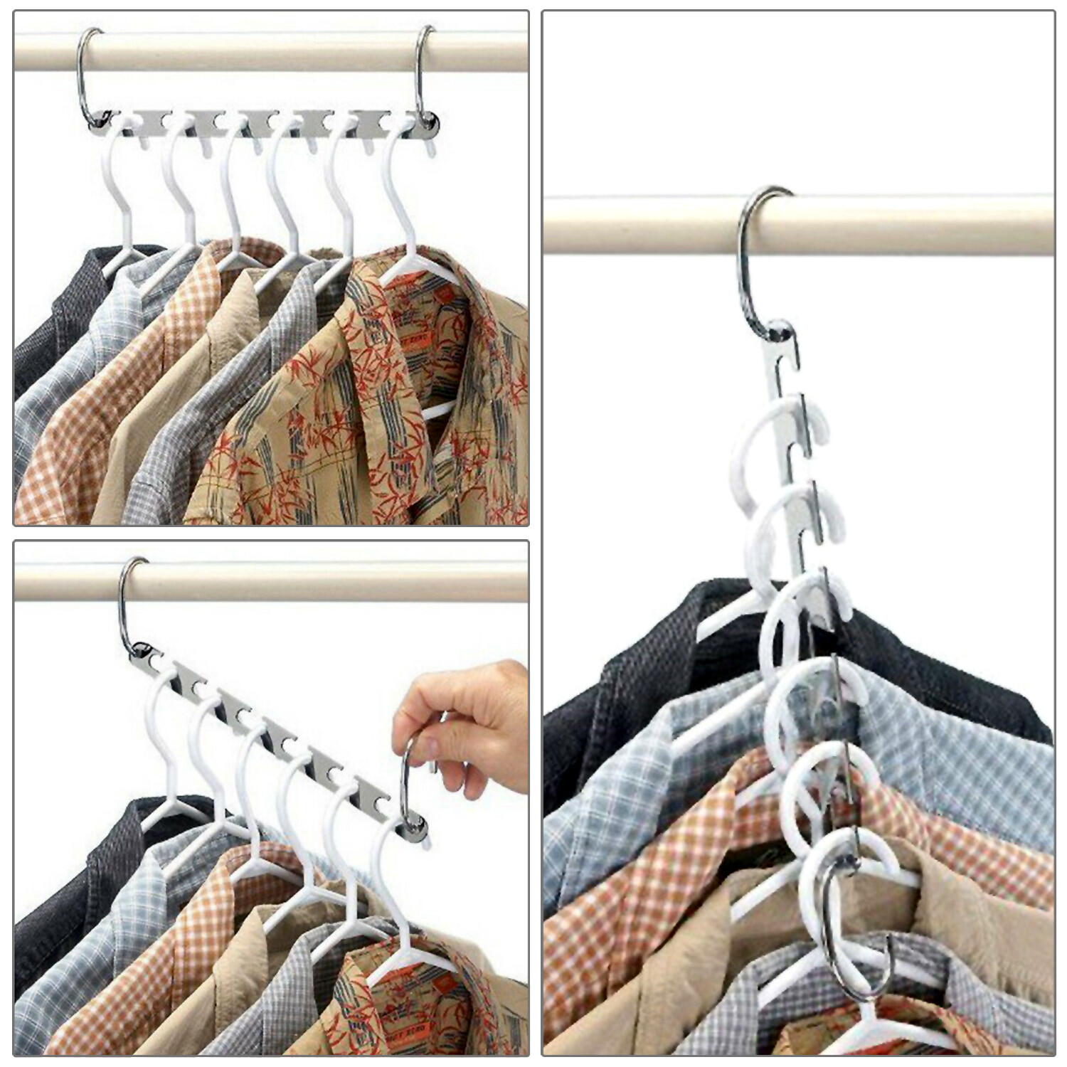 6 Pack Metal Wonder Closet Hanger Organizer Hook Space Saving Clothes Rack NEW