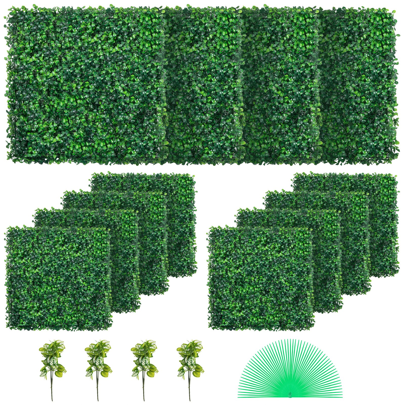 Artificial Boxwood Panels, UV-Resistant Hedge Wall Set, 12pcs 20" x 20"