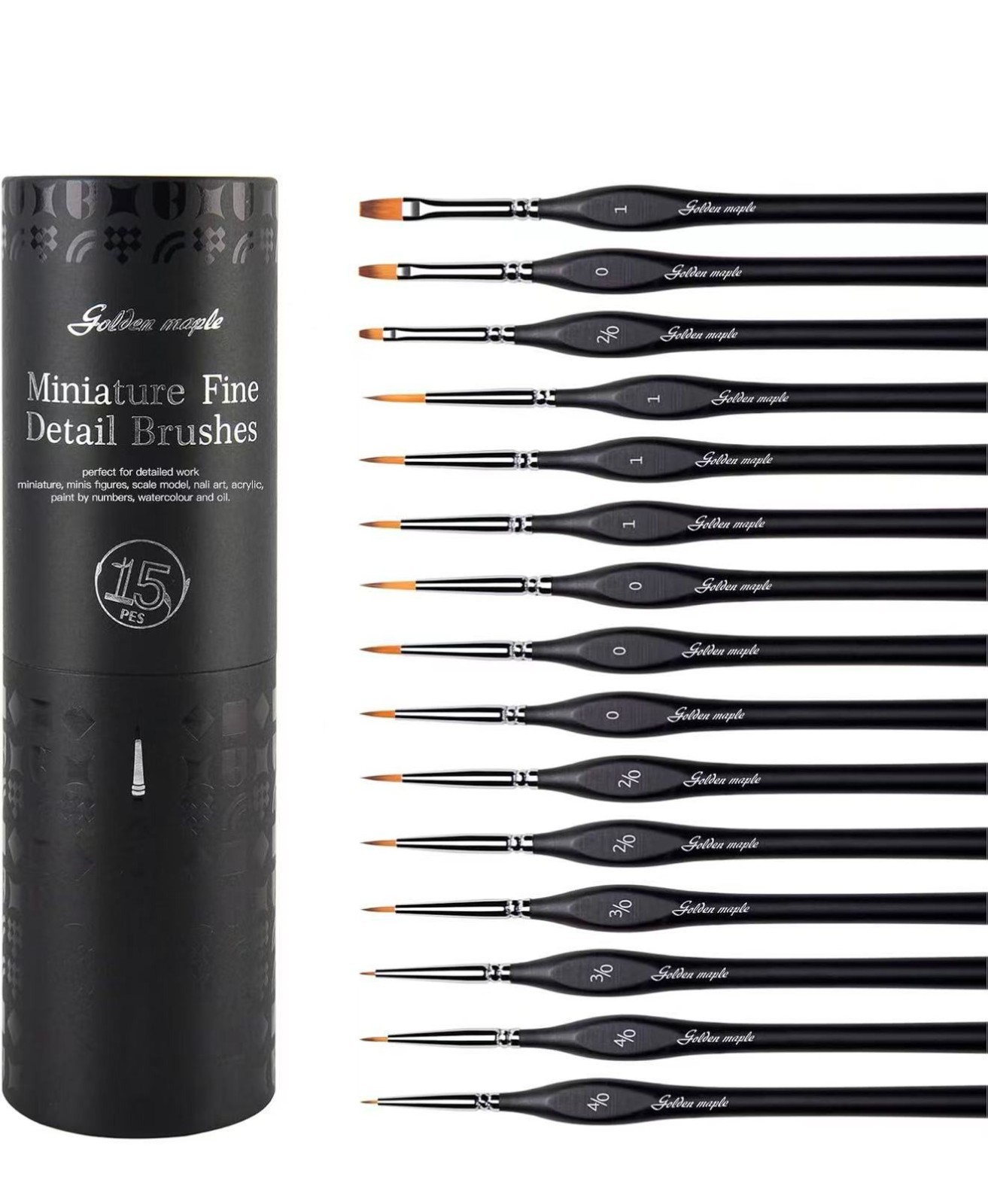 Golden Maple Miniature Paint Brushes, 15PC Model Brushes Micro Detail Paint Brus