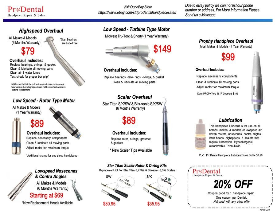 Kavo INTRA 181K 20,000 rpm Dental Handpiece Lowspeed Motor - ProDental