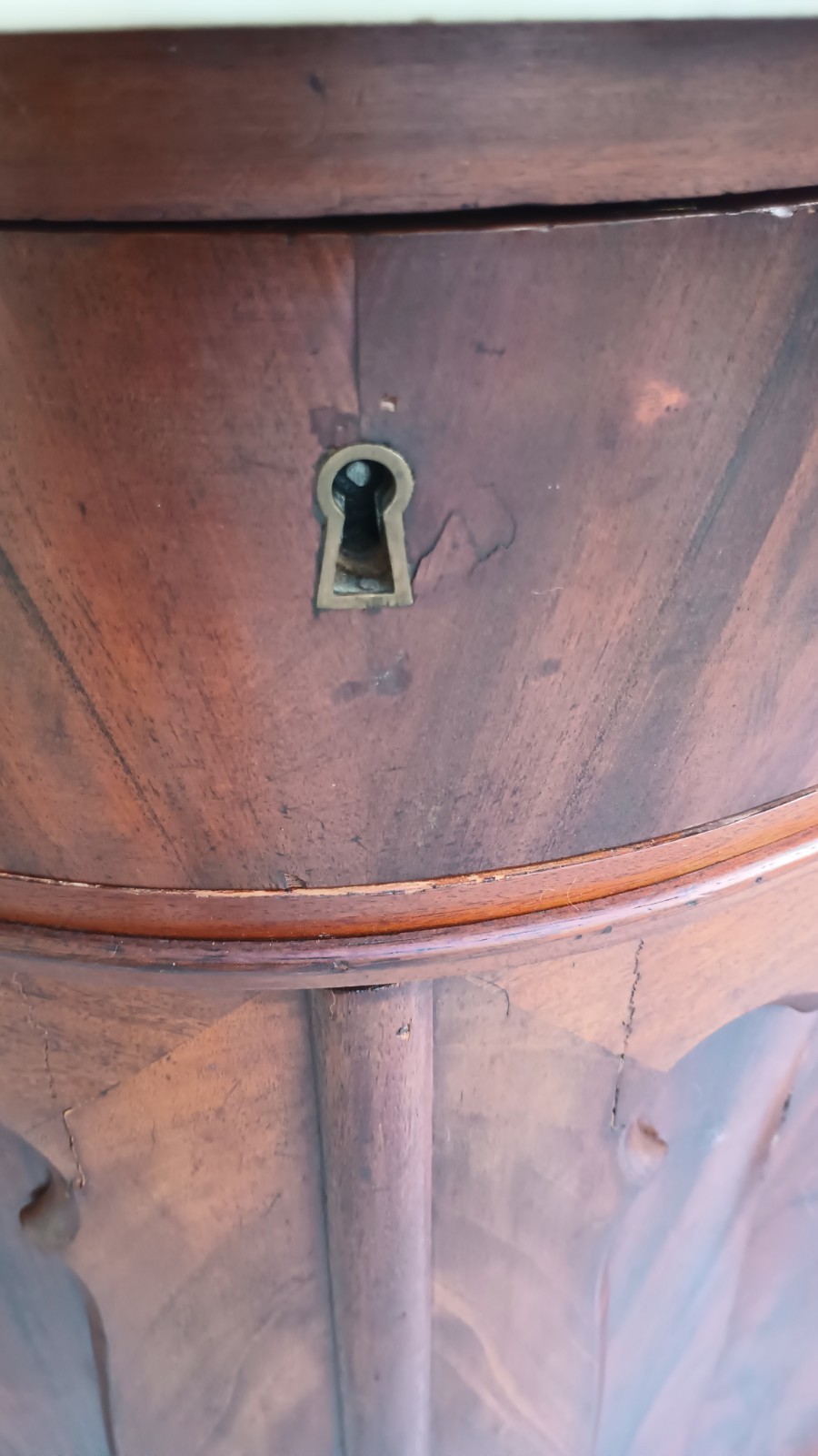 Antique Serpentine Mahogany Dresser Marble Top & Mirror Shelf Entryway Table