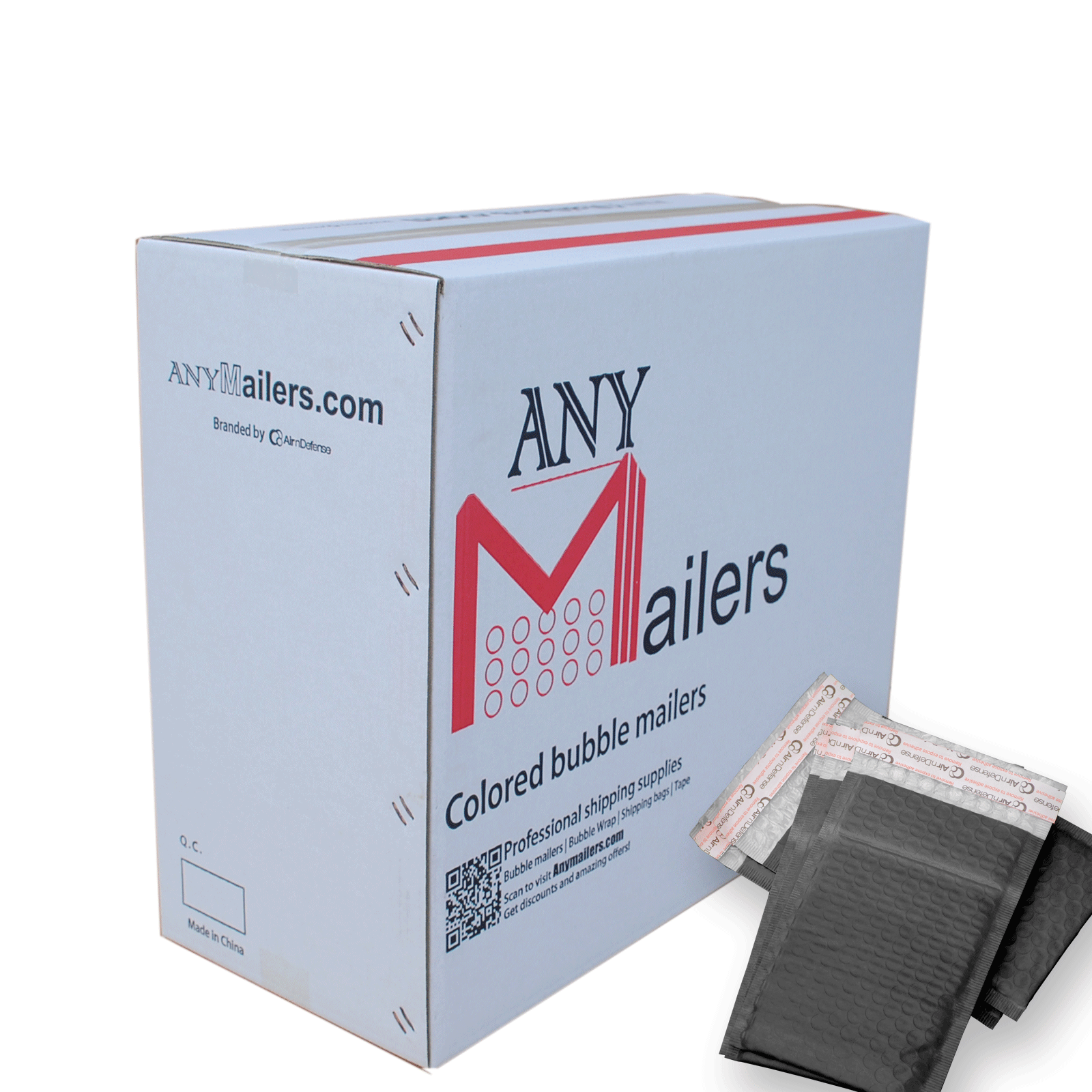 AirnDefense 1000 #0 6.5X10" Black Shipping Poly Bubble Mailers Padded Envelope